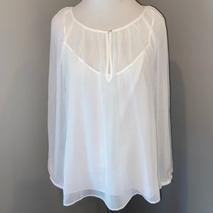 NWT Point Sur J Crew Pin dot chiffon popover top